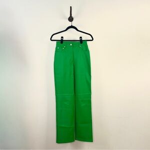 NA-KD Bright Green Faux Leather Pants
